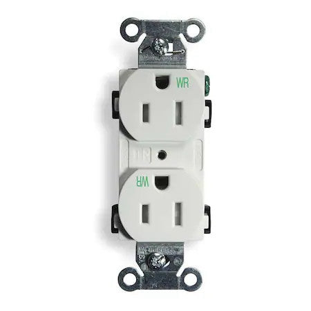 Hubbell Wiring Device-Kellems Br15whiwrtr Straight Blade Receptacle, 5-15R, 15