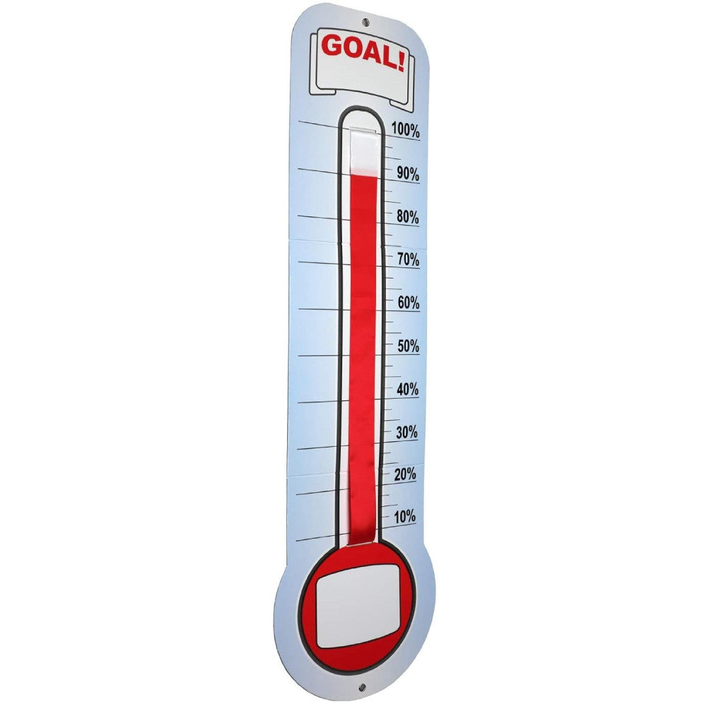 Fundraising Thermometer Chart Dry Erase Goal Tracker with Ribbon 46x12