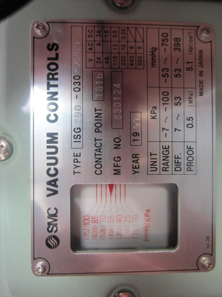 SMC 1SG290-030-X209 Vacuum Control, Pressure Switch - 830124