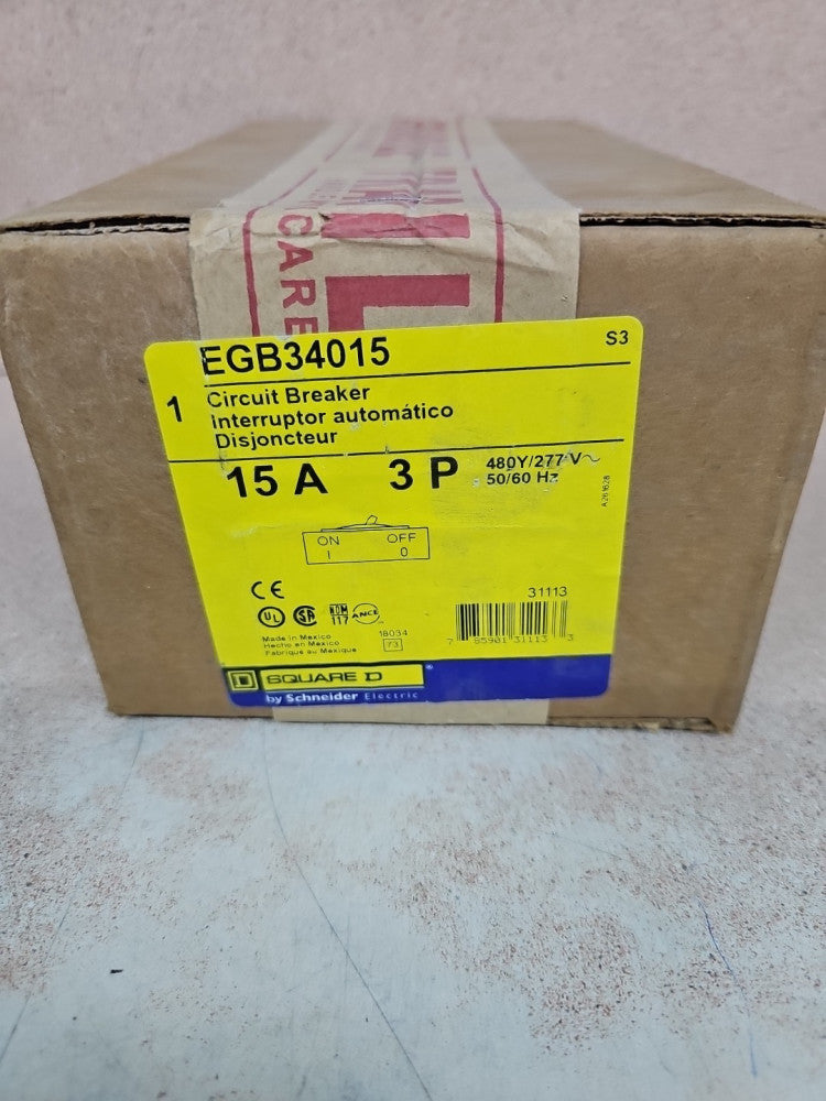New Square D EGB34015 15 Amp 480V 3 Pole Bolt On Circuit Breaker