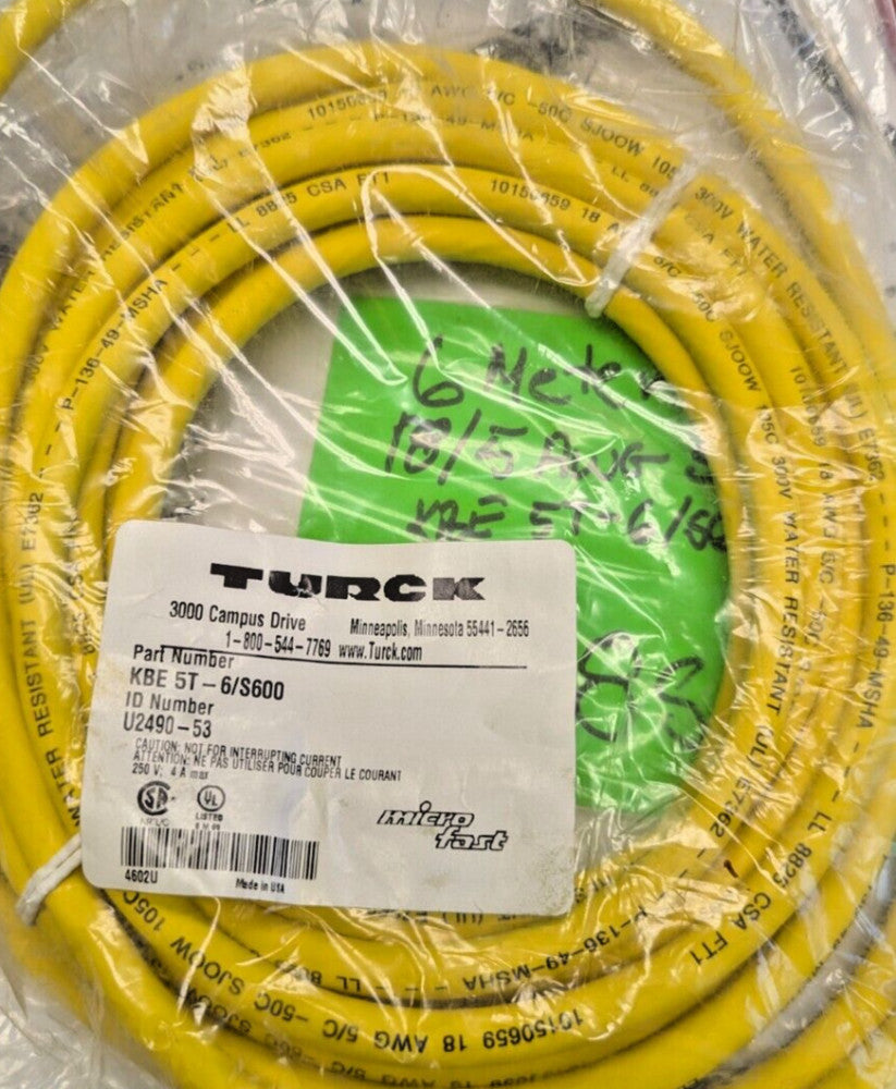 6 Meters 18/5 AWG SJ00W 105 °C Microfast Flexlife Single Ent Cord set Turck[A8S4