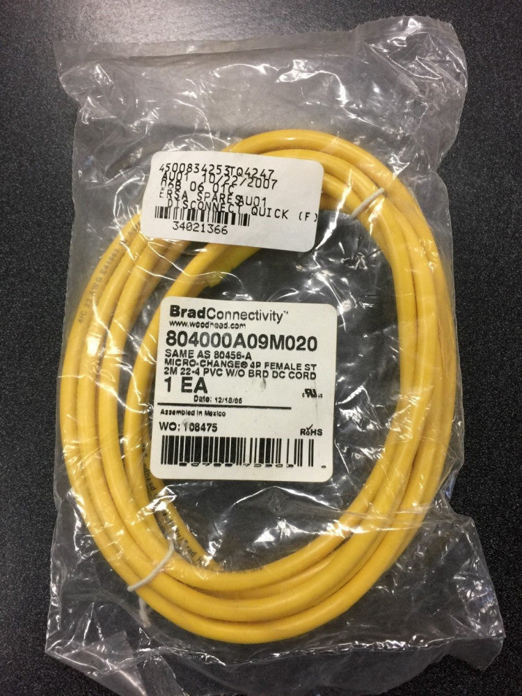 NEW 804000A09M020 Micro Change 4P Female Straight Cordset 2M