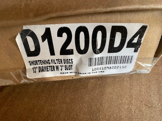 (100 PACK) SHORTENING 12" FILTER PAPER - DISC W/ 3" SLOT - SHEET - D1200D4