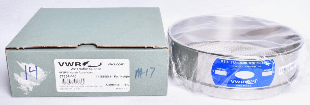 VWR 14 SS/SS 8" Stainless Steel Full Height Test Sieve 57334-446