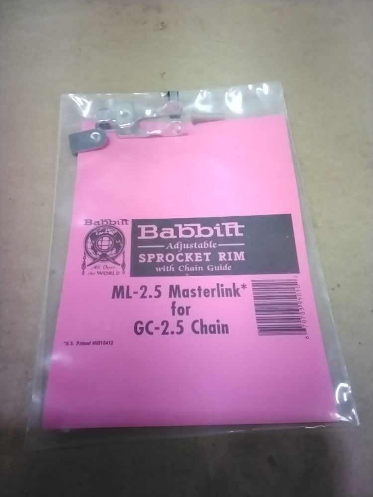 Babbitt ML-2.5 Masterlink Adjustable Sprocket Rim with Chain Guide