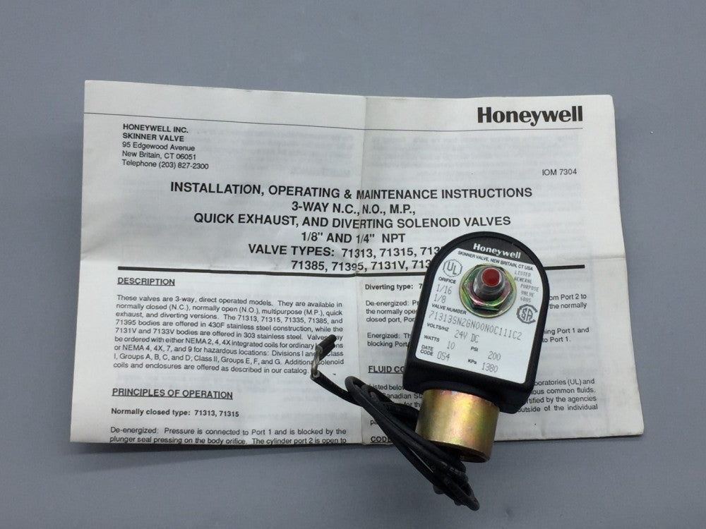 NEW HONEYWELL/SKINNER 71313SN2GN00N0C111C2 SOLENOID VALVE 24VDC & 10W