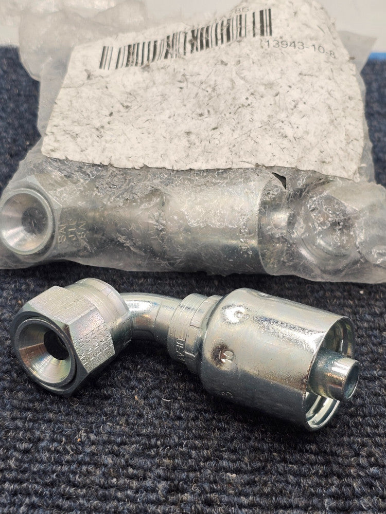 (QTY 4) 13943-10-8 Hydraulic Hose Fittings 90 Degree Elbow