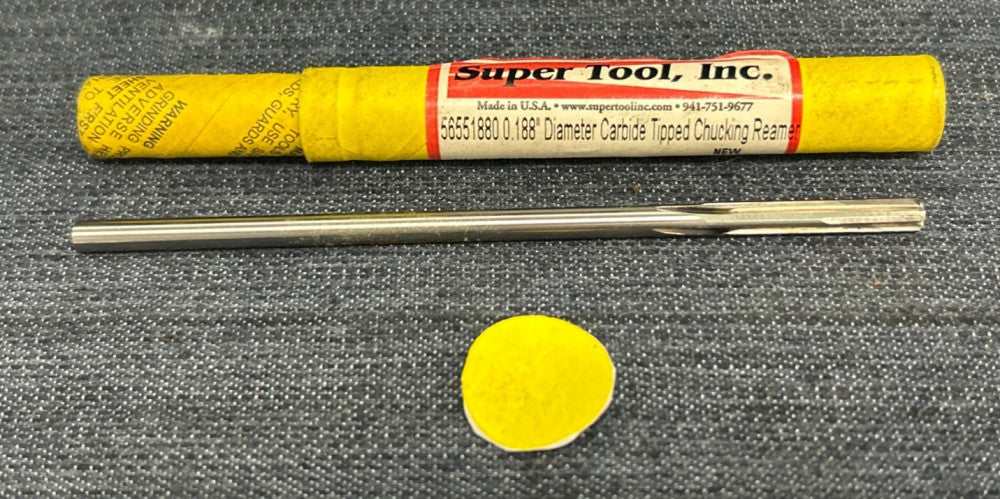 SUPER TOOLS 0.188" DIAMETER 4 FLUTE CHUCKING REAMER 56551880 4-1/2" OAL