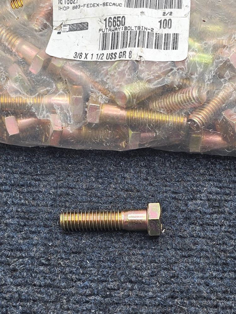 (100 PIECES) 16650 Hex Head Cap Screws 3/8 x 1-1/2 Grade 8 USS Zinc Yellow