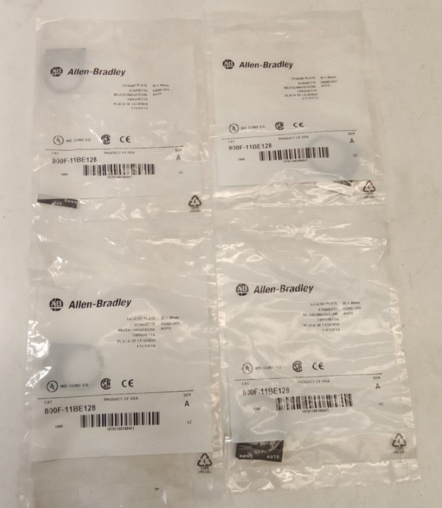 Allen-Bradley Legend Plate 30x40mm 800F-11BE128 (Lot of 4)