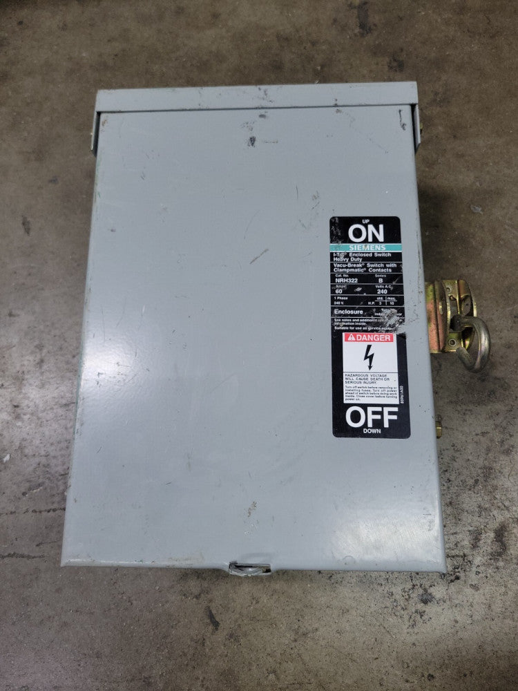 New Old Stock! Siemens NRH322 Type 3R Fused 60 Amp Electrical Disconnect 1 Ph