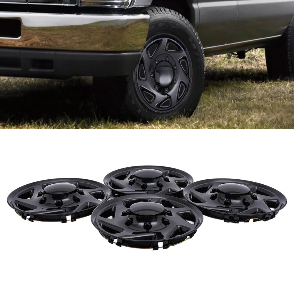 4pcs For Ford E250 E350 E450 Econoline 1999-2018 Black Hub Caps Rim Simulators