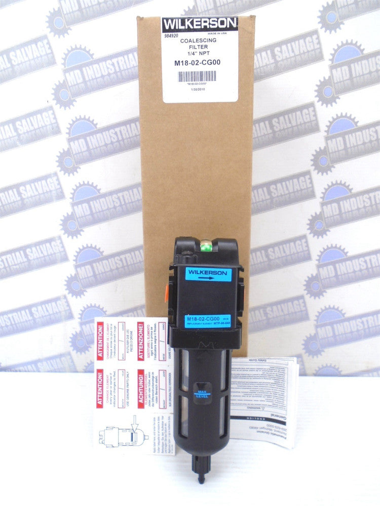 WILKERSON - M18-02-CG00 - COALESCING FILTER - 1/4"NPT - 0.01m - 150psi 85cfm NEW
