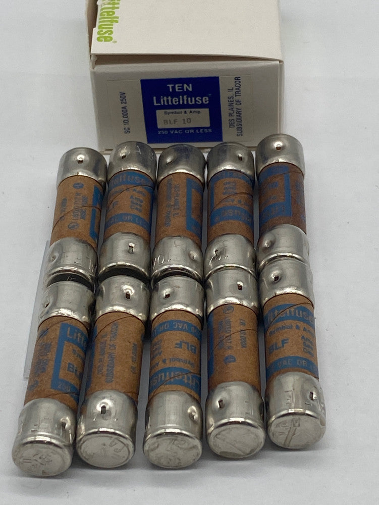 Littlefuse BLF10 Time Delay Fuses, 250 VAC 10Amp, Class CC Lot of 10