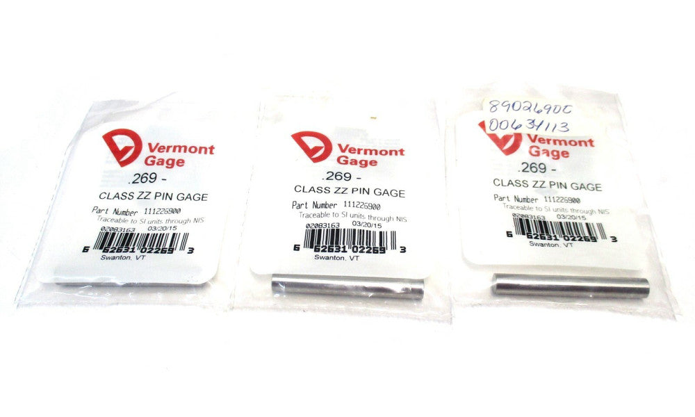 Vermont Gage (111226900) 0.269" Diam Class ZZ Minus Pin Gage - Lot of 3