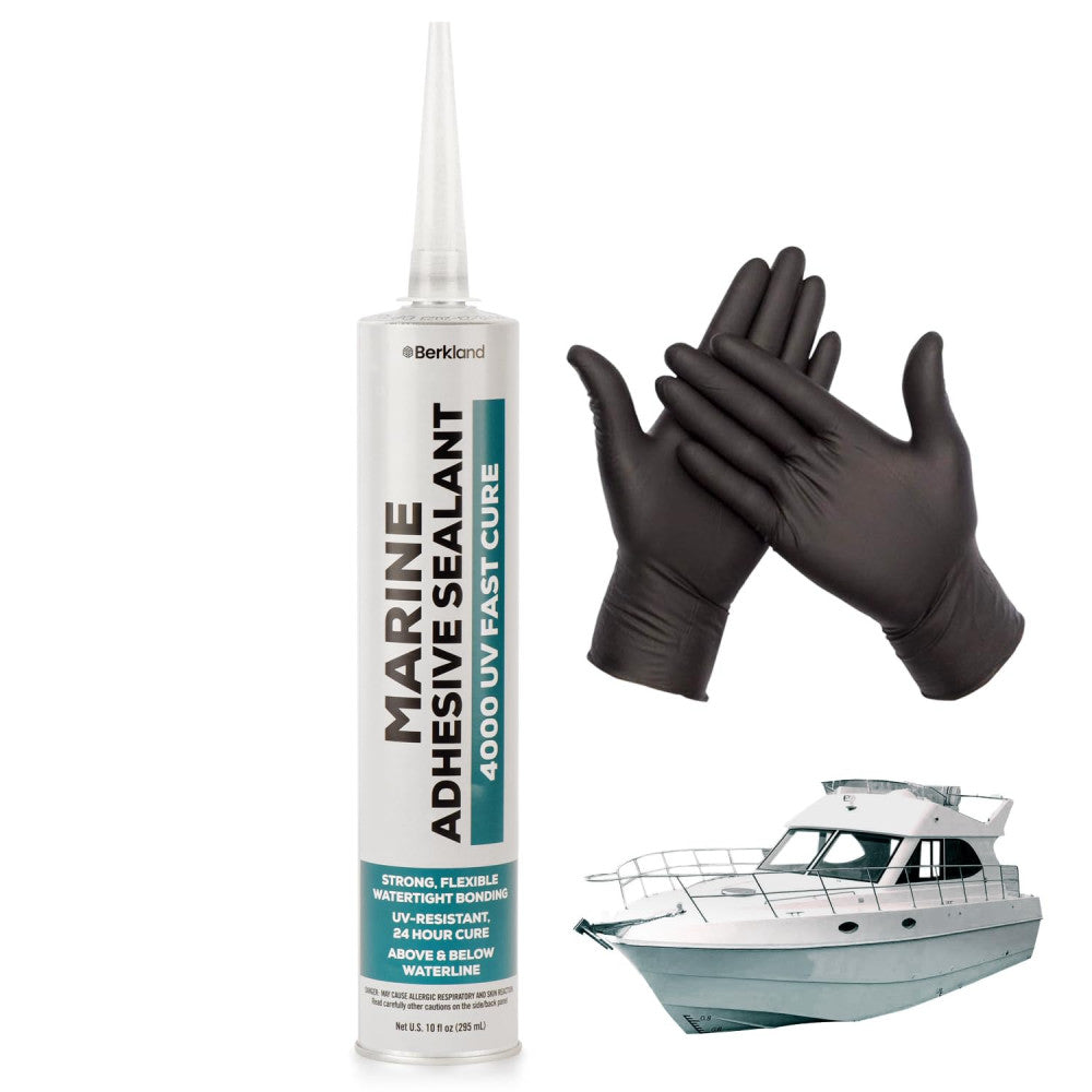 10Oz Marine Adhesive Sealant 4000/4200 Fast Cure UV (White) - Semi-Permanent, Fl