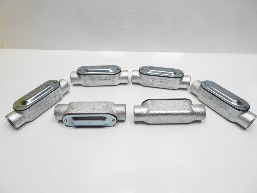 6 pcs Crouse-Hinds C100M Form 5 Conduit Outlet Body & Cover 1"
