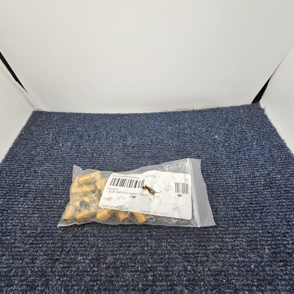 (10 PIECES) 1/4" X 1/4" Brass POLY-FLO x Male Elbow Pipe Adapter Tube Fittings