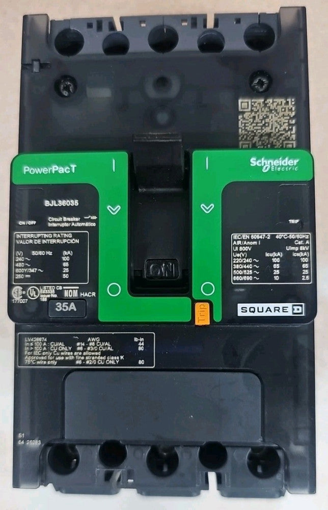 Square D PowerPact BJL36035 35a 480v Circuit Breaker NTO