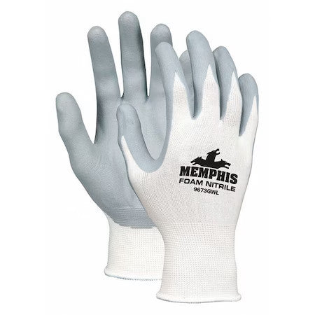Mcr Safety 9673Gwxs Coated Gloves, Foam Nitrile, Foam, Palm, 3 Abrasion Level,