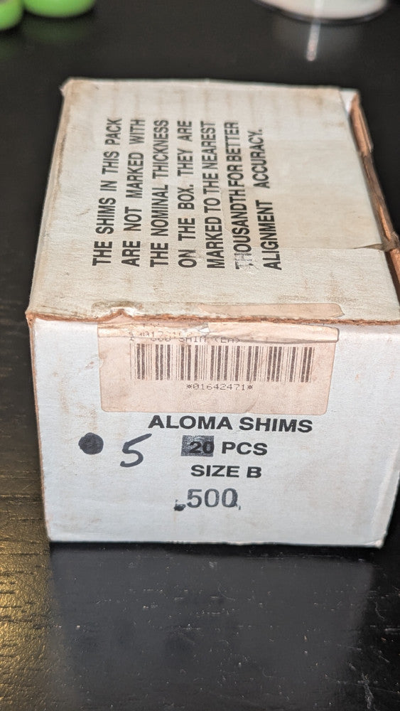 New Pack of (4) Aloma Shims Size B .500" Nominal