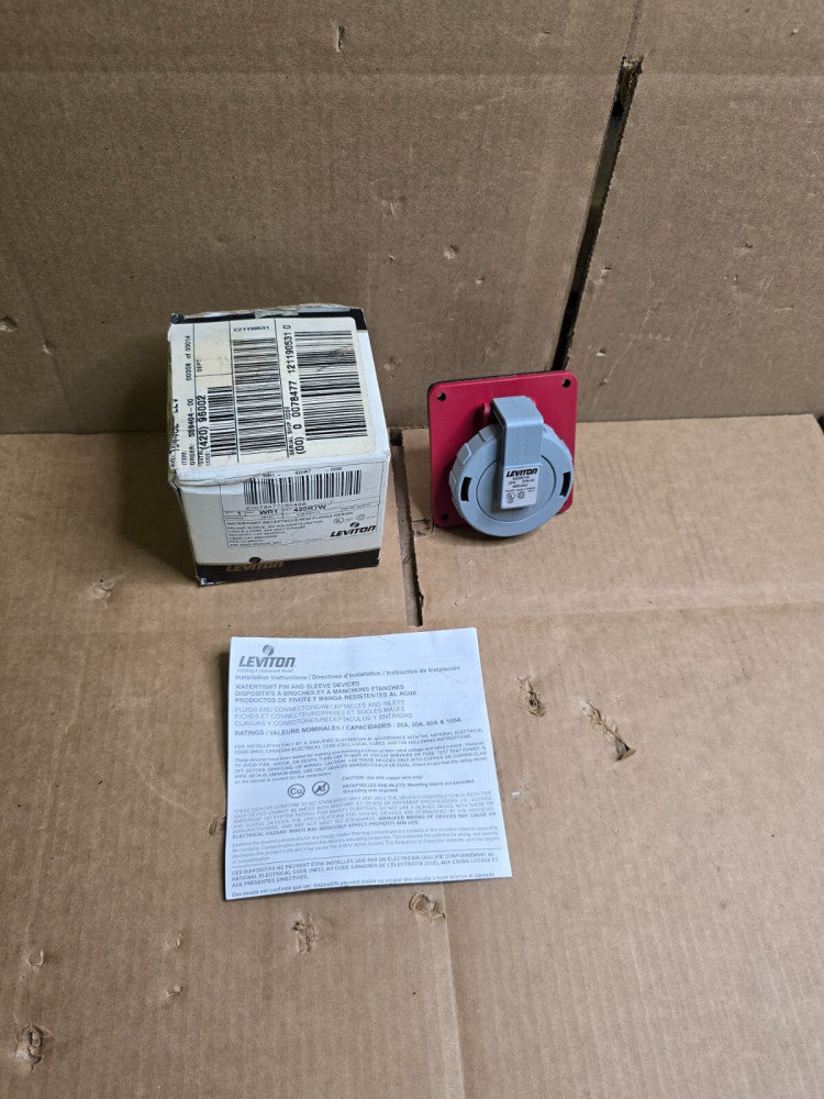 LEVITON 420R7W 3P 4W WATERTIGHT RECEPTACLE 20A 480V, NEW IN BOX! MAKE OFFER!