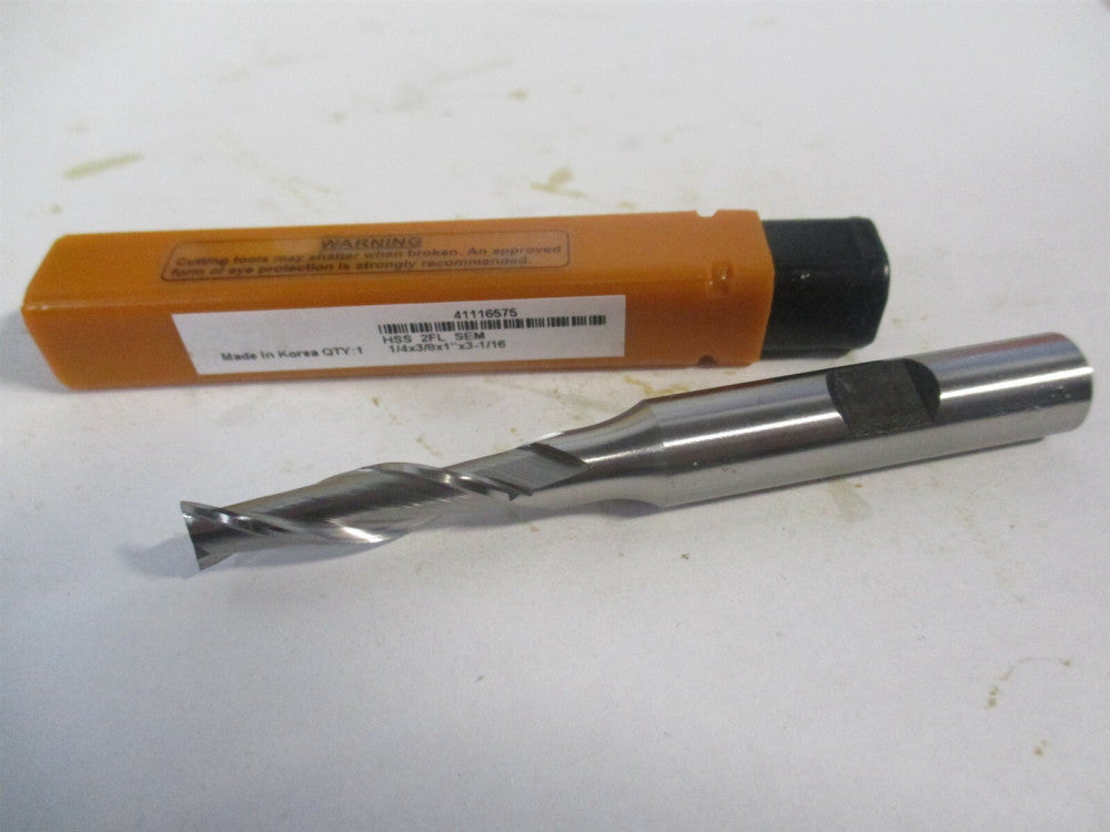 (E103301602) 1/4" x 1" x 3/8" x 3-1/16" OAL High Speed Steel 2Fl Square End Mill
