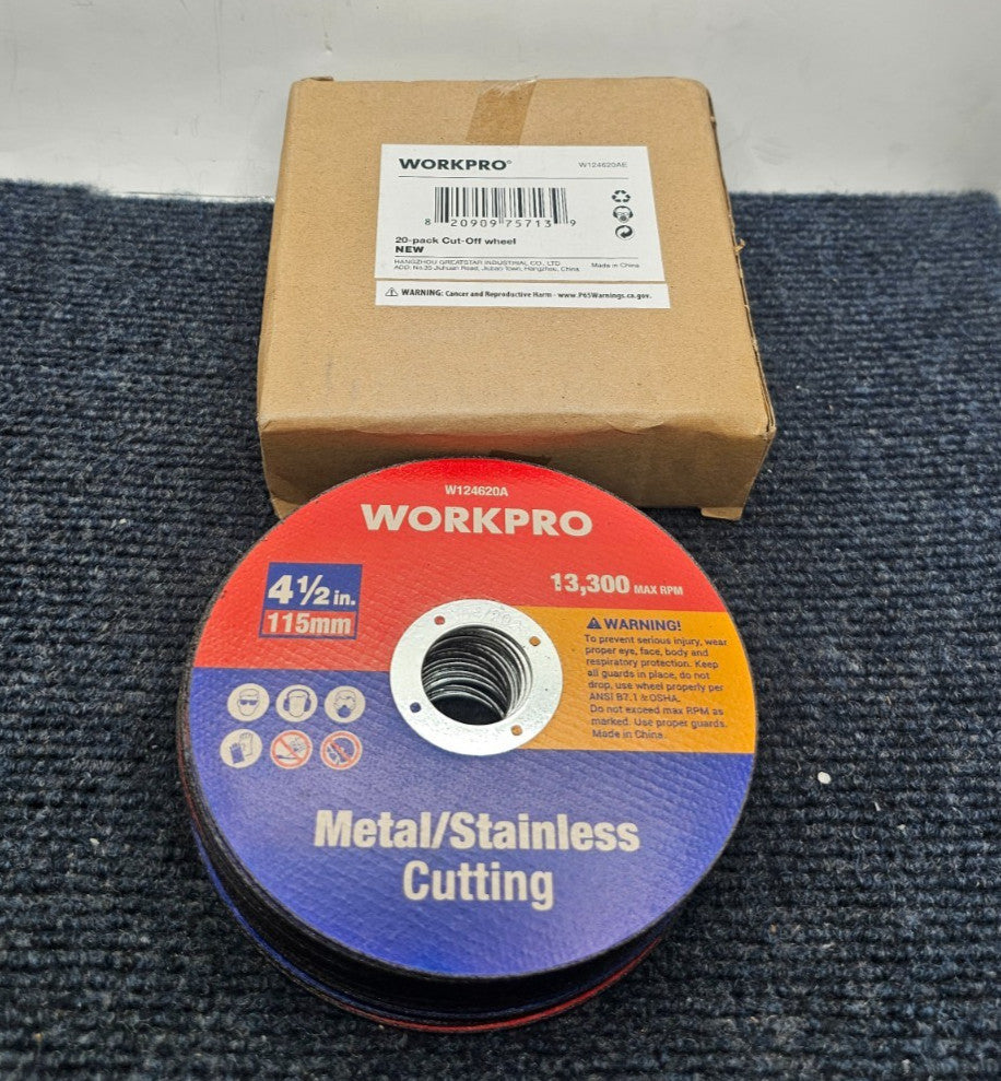 (QTY 20) WORKPRO W124620AE: 4-1/2 x7/8" Angle Grinder Metal Cutting Disc