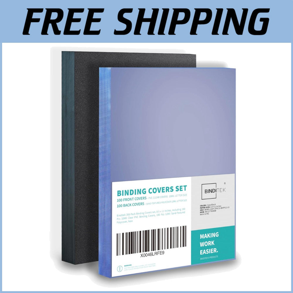 200 Count Binding Covers, 8.5x11 Inches: Clear & Sand-Textured, Unpunched Design