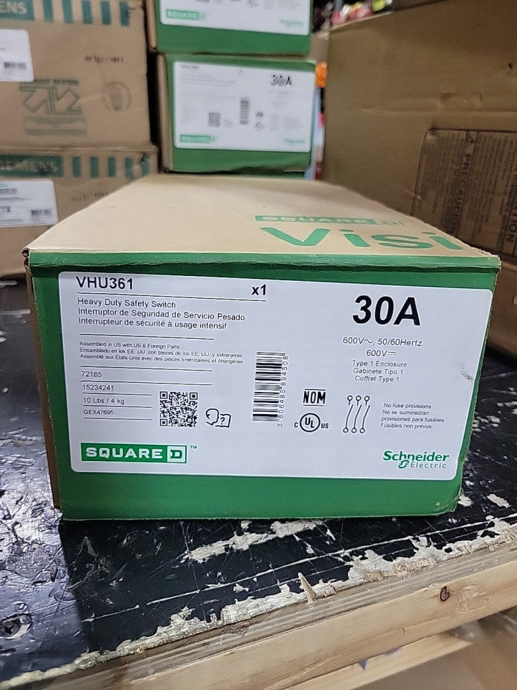1 NEW NO BOX Square D VHU361 30A 600V Heavy Duty Safety Switch