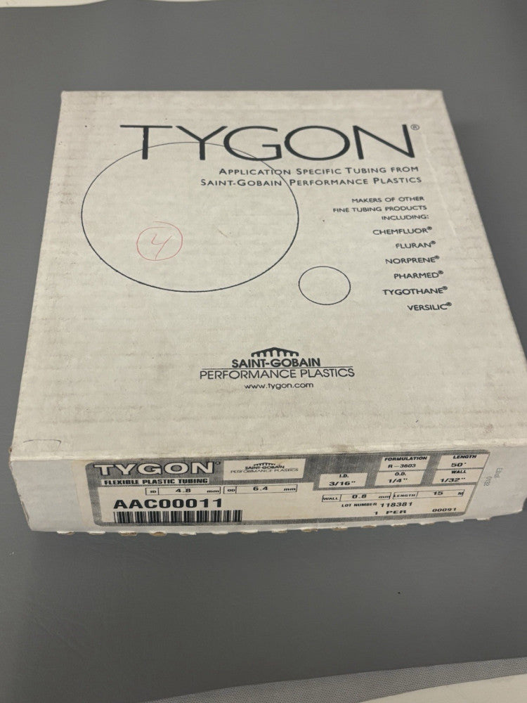 TYGON AAC00011 R-3603 3/16" ID 1/4" OD Clear Flexible PVC Tubing 50 FT