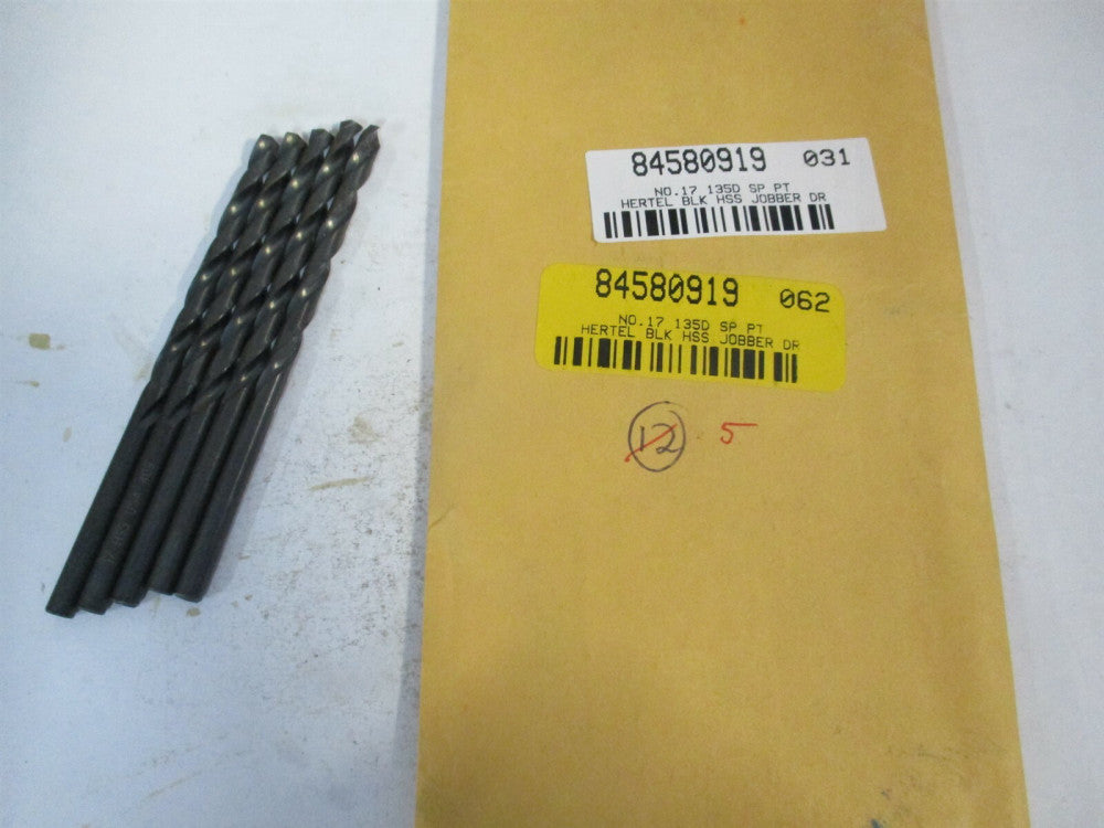 (84580919) #17 135° 2-3/16" x 3-3/8" OAL High Speed Steel Jobber Drill - Qty 5