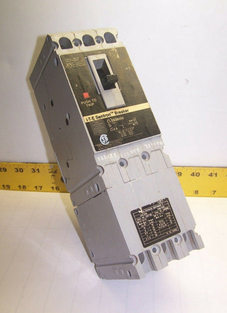 SIEMENS ITE 50 AMP CIRCUIT BREAKER 600 VAC 3 POLE CLE63B050