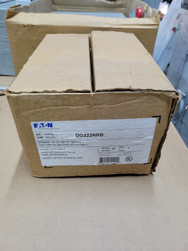 Eaton DG222NRB Fusible Safety Switch 60 Amp 240V 1PH NEMA 3R- Rainproof NEW