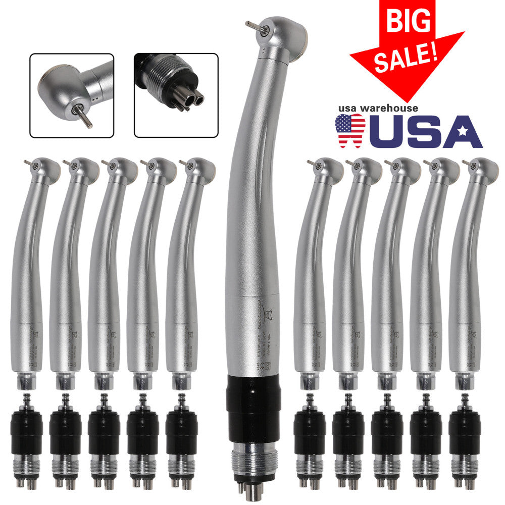10*NSK Style Dental High Speed Handpiece Big Head w/ 4Hole Quick Coupler Swivel