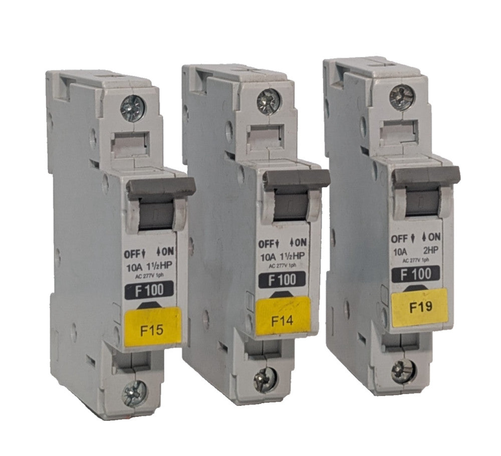 Lot of 3: Allen-Bradley 1492-CB1 supplementary protector circuit breakers, F100