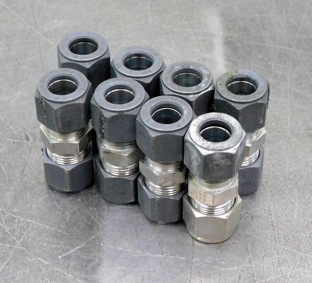 McMaster-Carr 316 SS Double Ferrule Tube Union Fitting 1/2" OD Lot of Eight (8)