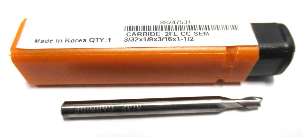 NEW (88247531) 3/32 x 1/8 x 3/16 x 1-1/2 2F CC SE RH Carbide Square End Mill