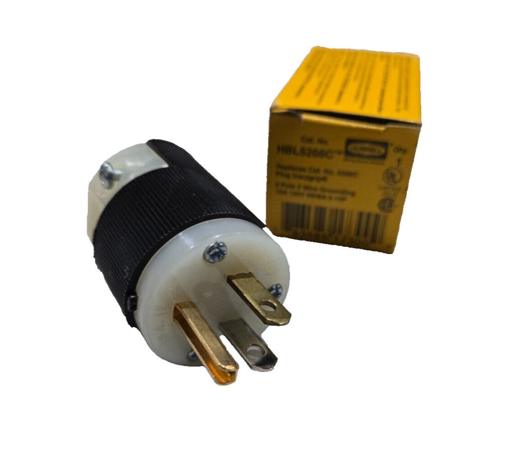 HUBBELL STRAIGHT BLADE PLUG HBL5266C 15A 125V NEMA 5-15P (BRAND NEW)