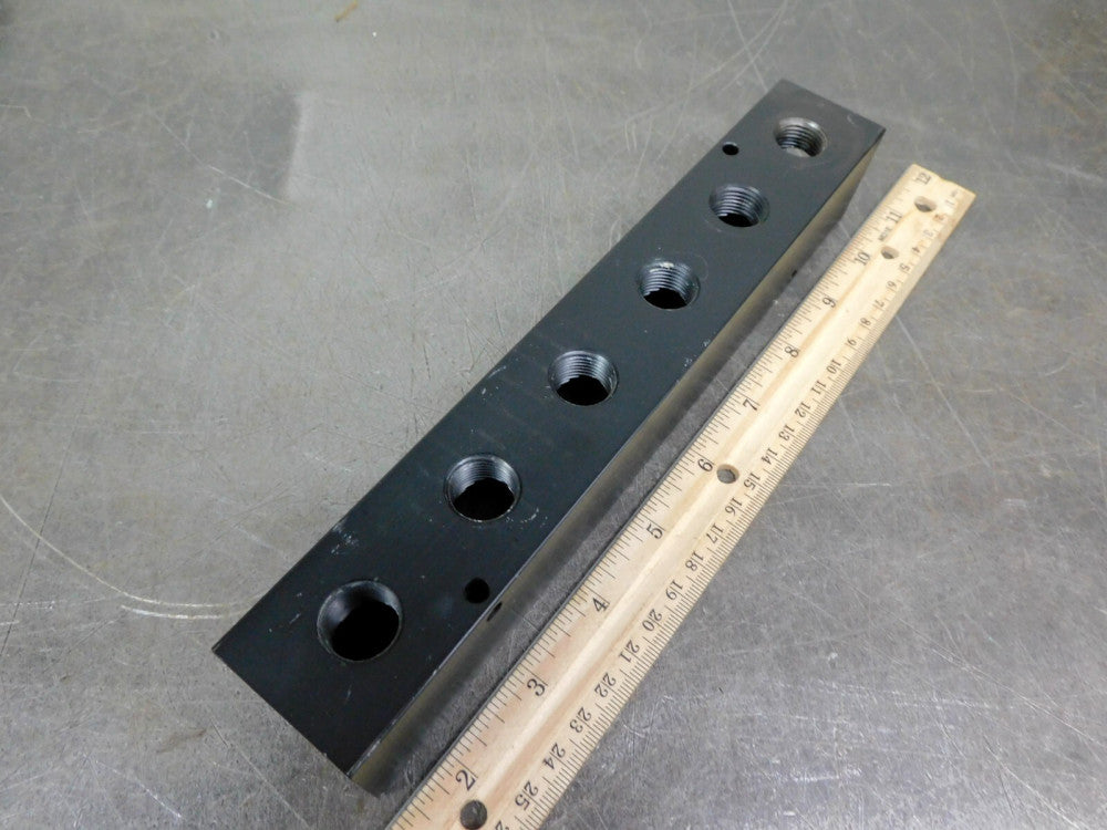 Manifold Aluminum Vacuum Distribution Header Block 1.50x1.50 x9.25- 3/8" npt