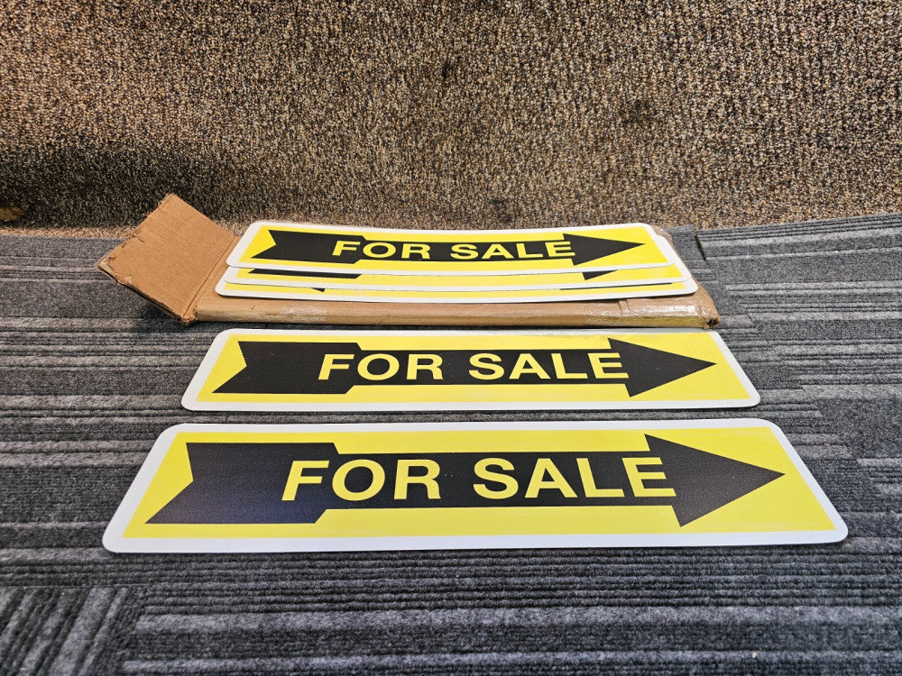 (QTY 5) Aluminum Metal Sign 24-inch L x 6-inch W Black & Yellow For Sale Signage