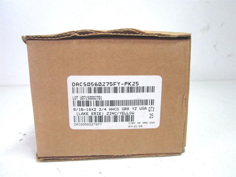 (HFI805602751LE-025BX) 9/16-18, 2-3/4″ Grade 8 Steel Hex Head Cap Screw - Qty 25