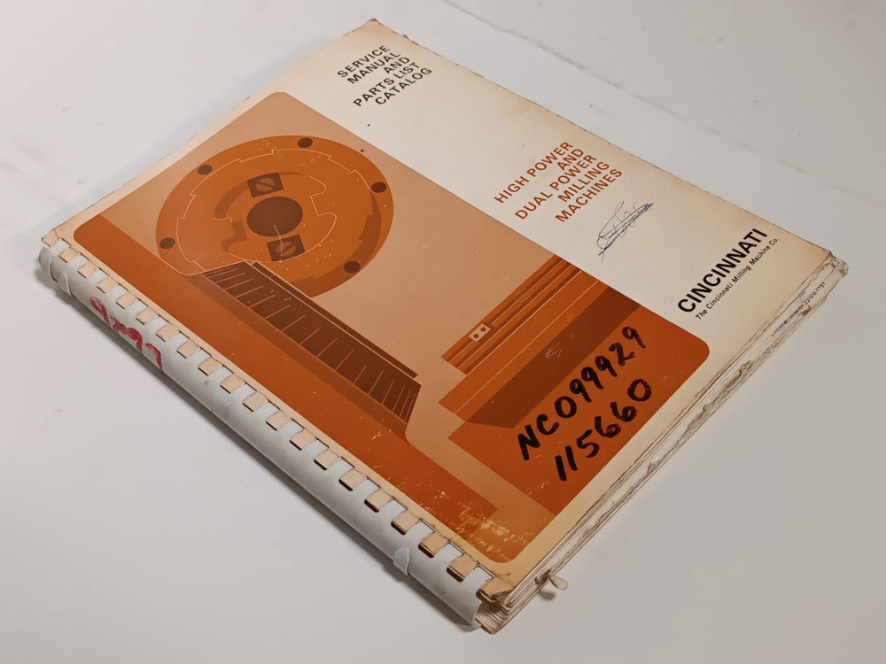 Cincinnati Milling High/Dual Power Milling Machine Service Manual + Parts List