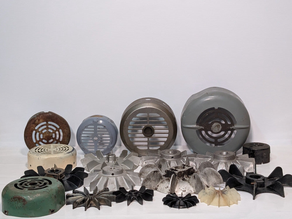 Mixed Lot of Vintage Machine Fan Blades & Covers, Industrial Steampunk, as shown