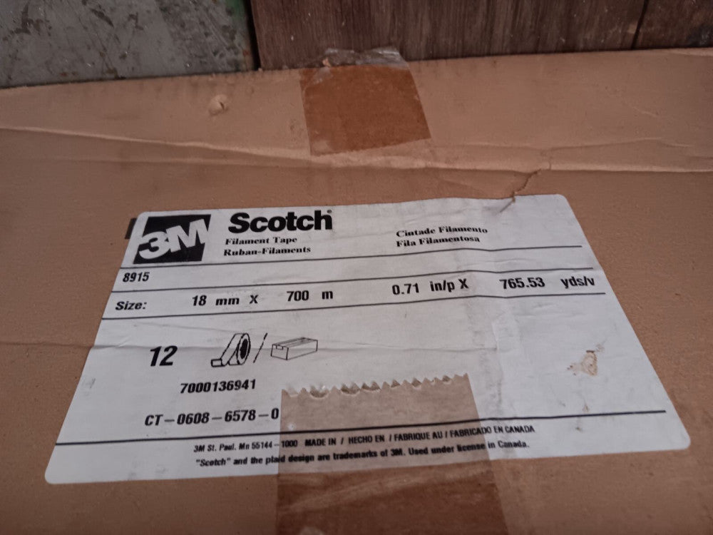 3M 8915 Strapping Tape, 18MM X 700M, 0.71 IN/P X Clear, 12/Case *FREE SHIPPING*
