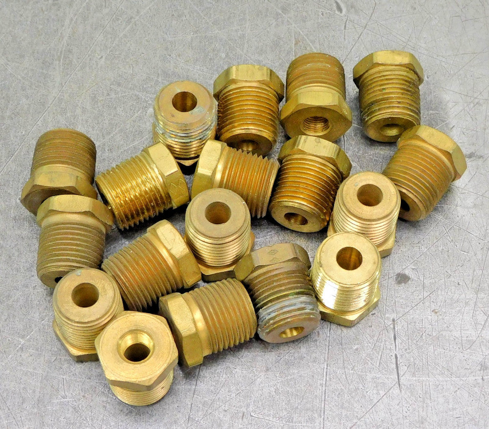 Parker Brass Hex Bushing Reducer 1/8" x 1/2" NPT Lot of Eighteen (18)