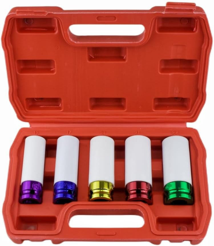 5-Pieces 1/2 Inch Lug Nut Socket Set, Drive Wheel Protector Socket, Deep...