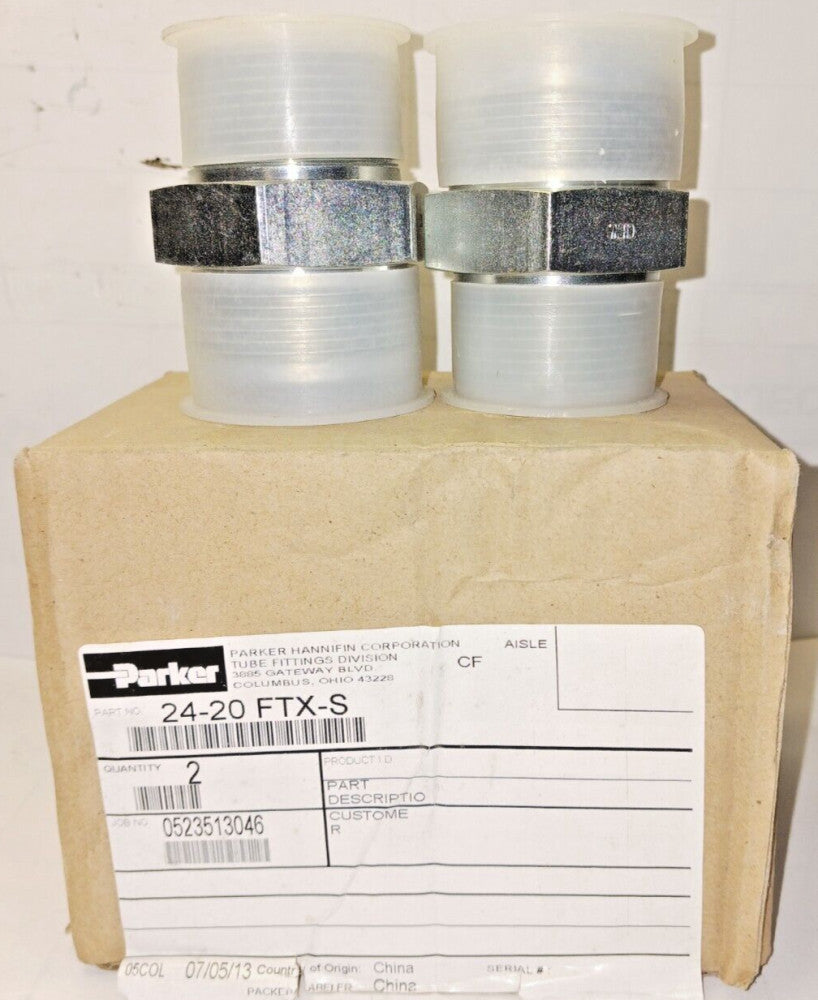 2) NEW PARKER MALE CONNECTORS SMB-20 SMA-24 24-20FTXS LOT OF 2