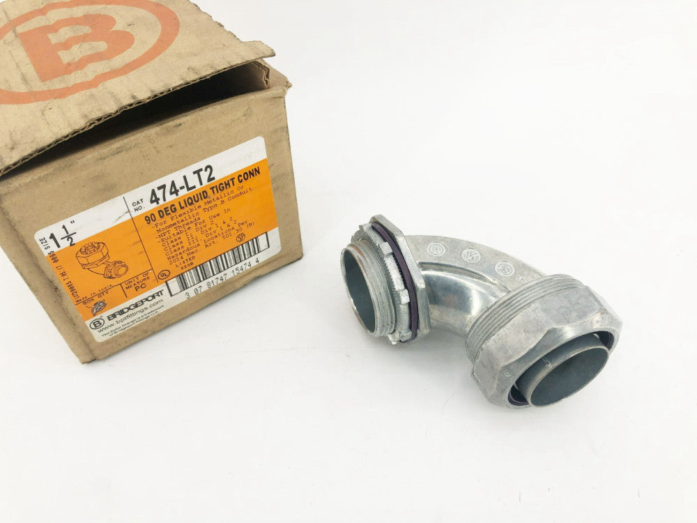 New Bridgeport 474-LT2 Liquid Tight Connector 1-1/2" 90 Deg.