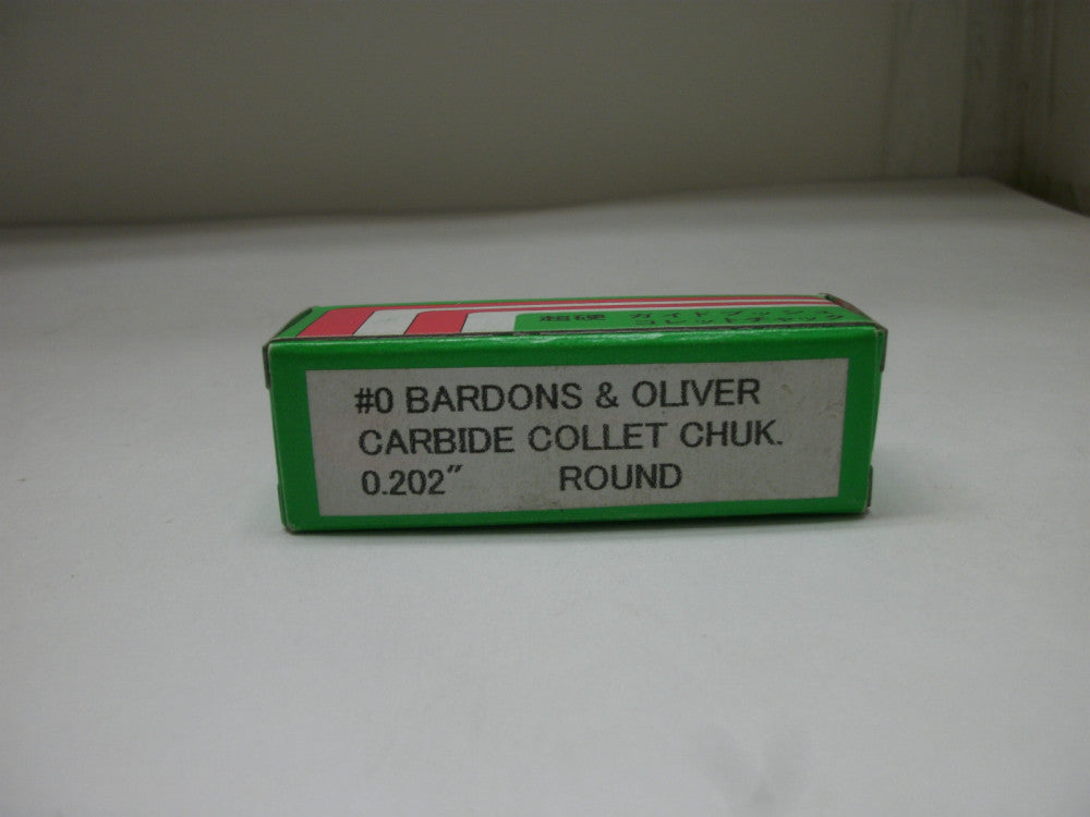 BARDONS & OLIVER # 0 SIZE 0.202" CARBIDE COLLECT CHUK ROUND NEW IN BOX